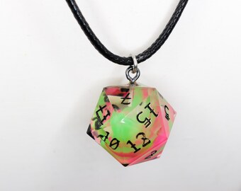 Handmade Epoxy Resin D20 Necklace
