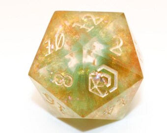 Single handmade oversized 20-sided Dice (30mm D20): Fairy Court Realness