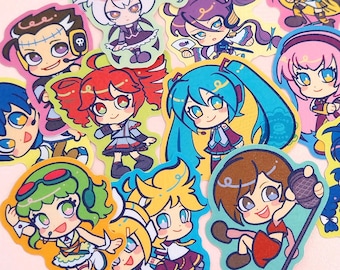 Vocaloid UTAU Vocal Synth Vinyl Glitter Stickers | Hatsune Miku, Kagamine Rin Len, Kaito Meiko, Gumi, Gakupo, Kasane Teto, Vflower, ZOLA