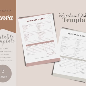 Purchase Order Template, Order Form, Editable Canva Template, Professional Order Form, A4 size, Order Form Template Editable, Purchase Order