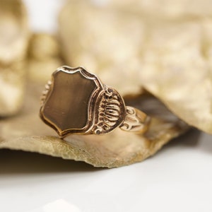 Antique 9k Gold Signet Ring, Edwardian Era, With No Engravings, Shield Signet Ring, US Size 6, Antique Ring