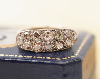 14ct Old Mine Diamonds Ring from the 1900s, Multi Diamond Victorian Gold Ring, Gold Present for Her