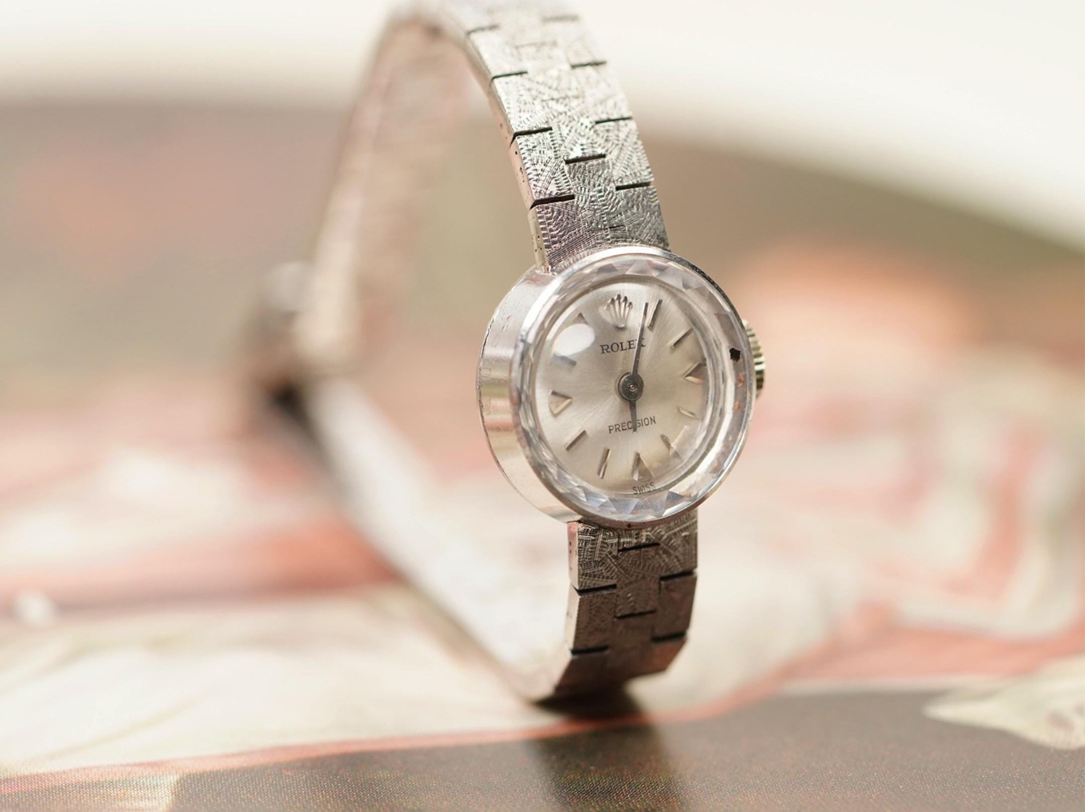 Rolex Precision 18k Hand Wound Silver Dial Watch 1951 Vintage Rolex Precision Ref. 8051 Stainless Steel Watch  main image 4