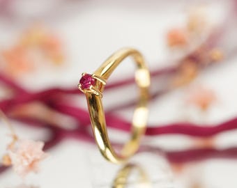 18k Gold Ruby Ring: Vintage 1970s Proposal Ring