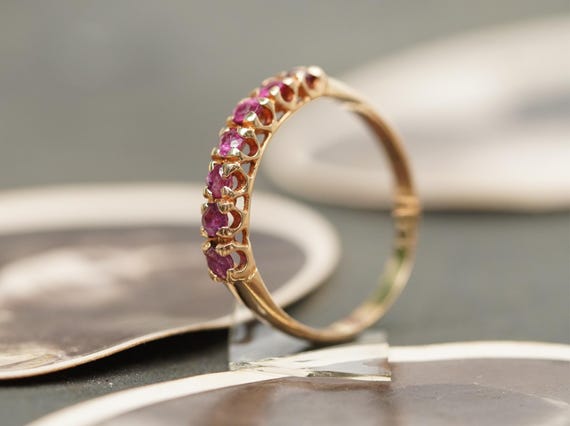 14ct Antique Seven Stone Ruby Ring, Alternative R… - image 3