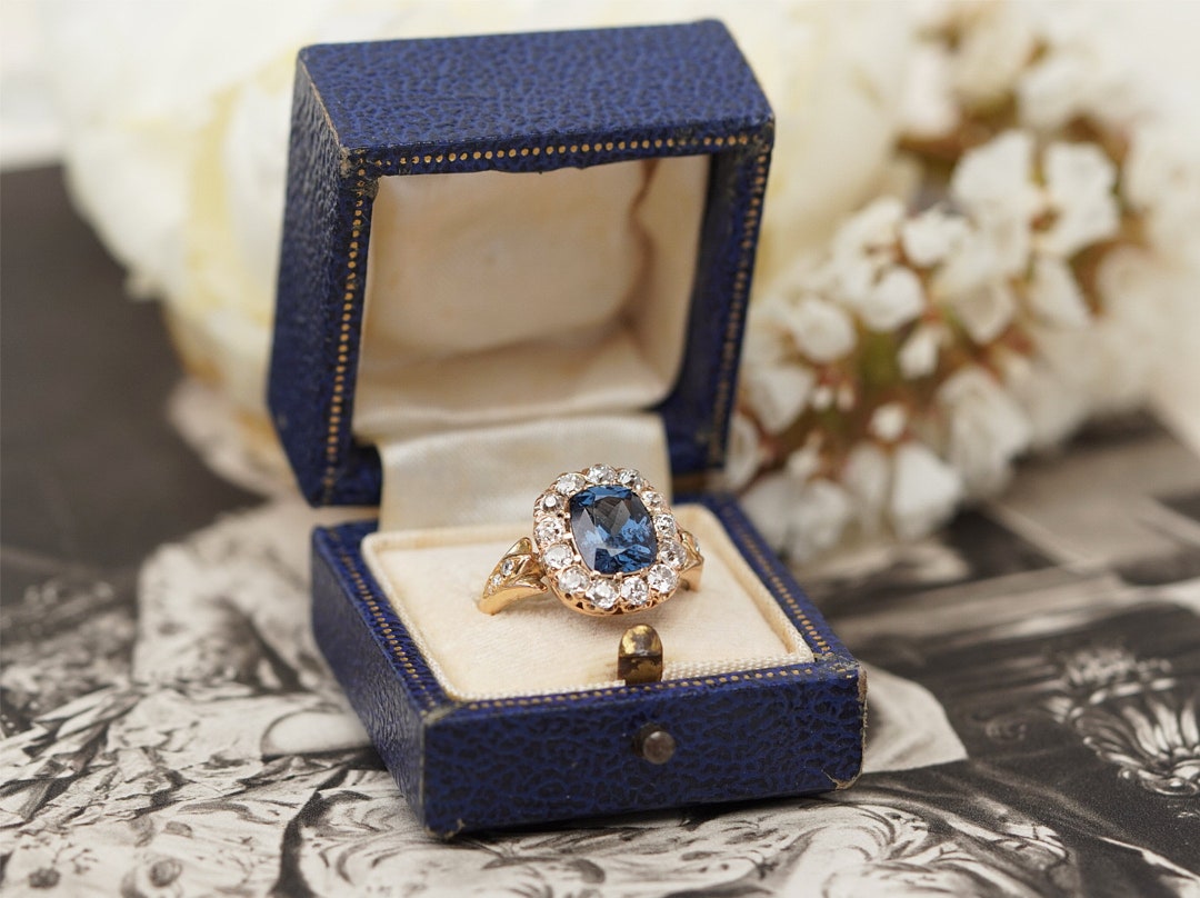 Antique Ring Box Perfect for Engagement Ring, Vintage Blue Ring Box Etsy
