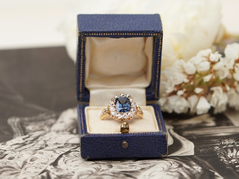 Antique Ring Box Perfect for Engagement Ring, Vintage Blue Ring Box Etsy