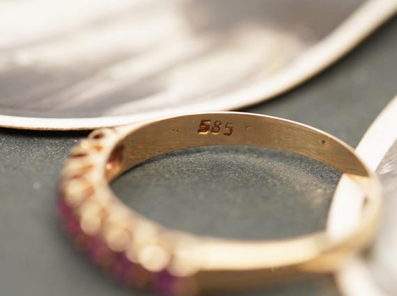 14ct Antique Seven Stone Ruby Ring, Alternative R… - image 6