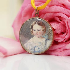 Edwardian Photo Pendant, Antique Double Sided Gilded Pendant, King Edward Jewelry