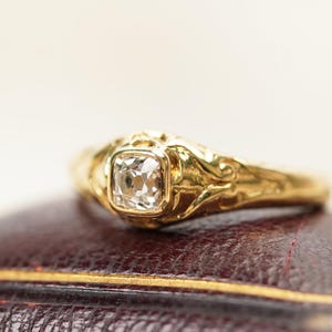 18ct Victorian Old Mine Diamond Ring: Antique Mens Ring