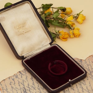 Antique Velvet Jewelry Box: Reddish Brown Leather Presentation Box