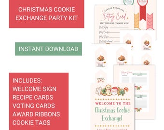 Christmas Cookie Exchange Party Kit: Printable Decor (Digital Download)