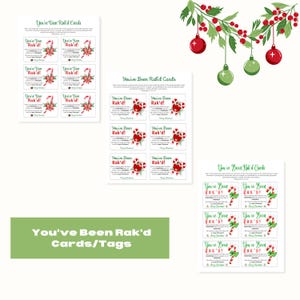 Random Acts of Kindness-kaarten, Candy Cane-tags, afdrukbare kerst RAK-kaarten, You've Been Rak'd-kaarten, RAK-tags, Candy Cane-kaarten