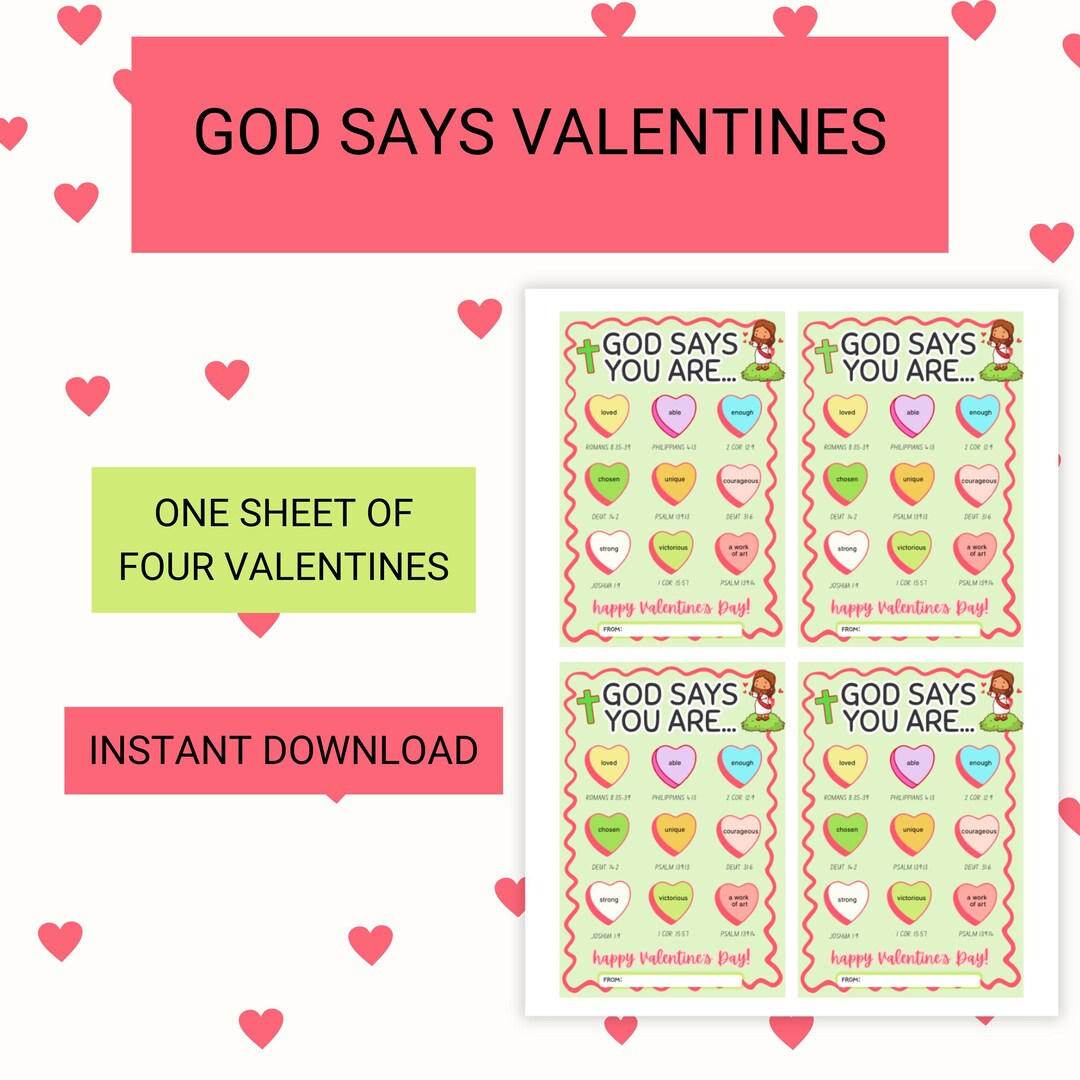 Christian Valentines Cards for Kids | God Says You Are Printable ...