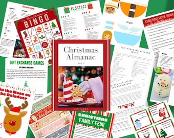 May include: A red and white Christmas Almanac book with a festive image of Santa Claus holding a gingerbread cookie. The book includes a variety of Christmas activities, games, and recipes. The cover also features the text "Christmas Almanac 2013".