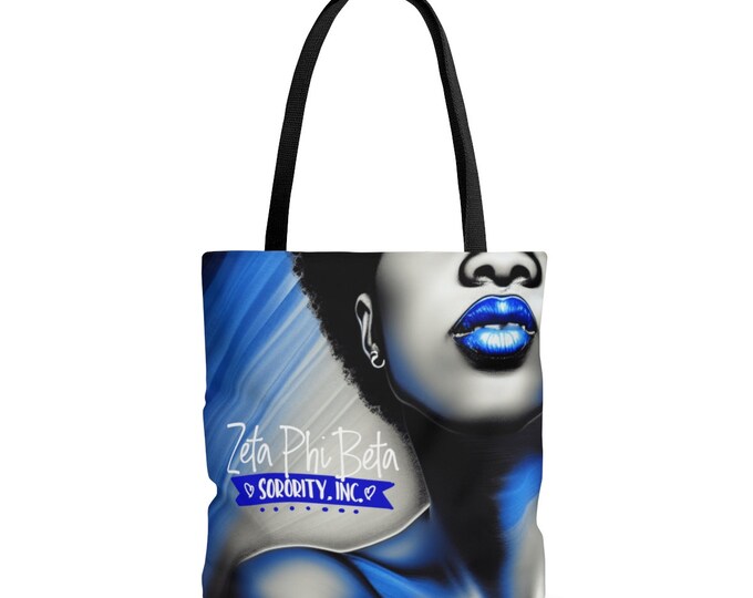 Zeta Phi Beta Sorority Tote Bag; Custom Bag; Royal Blue and White  Black Art; Custom Tote; Tote Bag