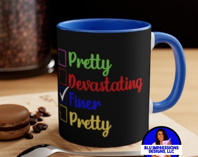 Sorority Themed; Zeta Phi Beta Coffee Mug  - 11oz Accent Mug - Royal Blue and White - Finer 1920