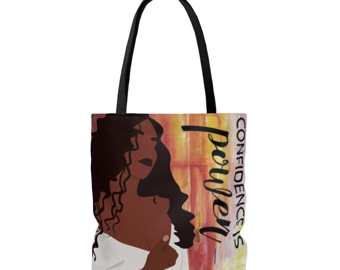 Confidence is Power! Tote Bag, brown and tan tone tote, custom tote, girls trip, coworker gift, personalized gift