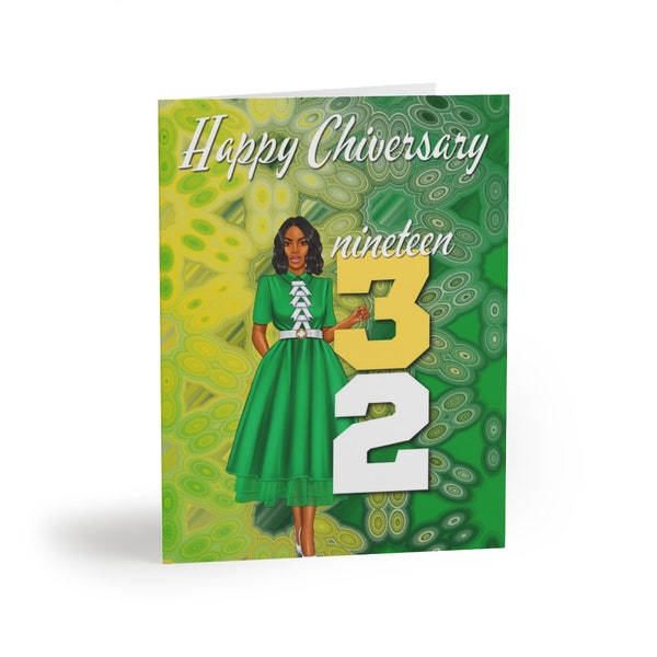 Chiversary Themed cards; Chi Eta Phi themed; 1932 themed; sorority themed; Chiversary themed; Greeting cards (8 pcs)