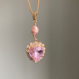 Marie Antoinette cz crystal and pearl pendant necklace