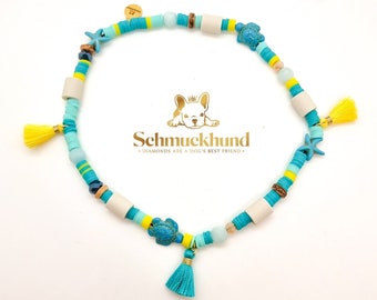 Blue Turtle Lagoon Sommerkette/Boho-Style /EM-Keramik Zeckenhalsband / Schmuckstück / Armbändchen /