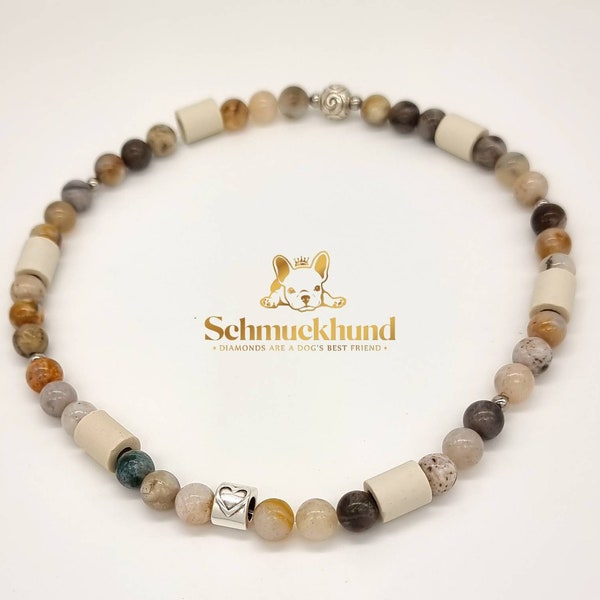 EM-Keramik Zeckenhalsband Achat Perlenkette Hund/ Hundekette/ Armband/natürlicher Edelstein/ Hundehalskette/ Zeckenkette/Zeckenband/