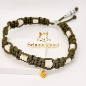 EM-Keramik Halsband nach Maß Zeckenschutz Zeckenhalsband Zeckenband Olive mit Namenswunsch/ ca. 20 Millimeter Breite Bild 1