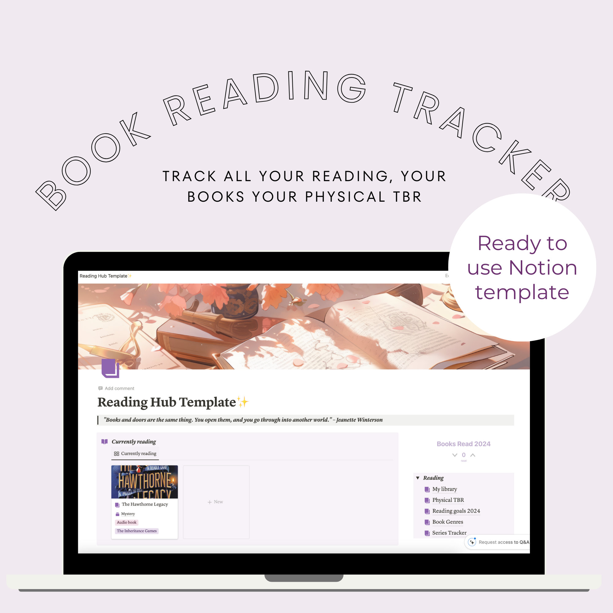 Notion Book Reading Tracker Reading planner book tracker