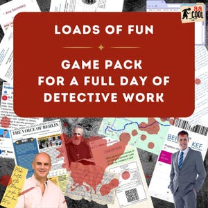 The unsolved case files that compose this 2-pack murder mystery game are loads of fun and can fill a full day of detective work!