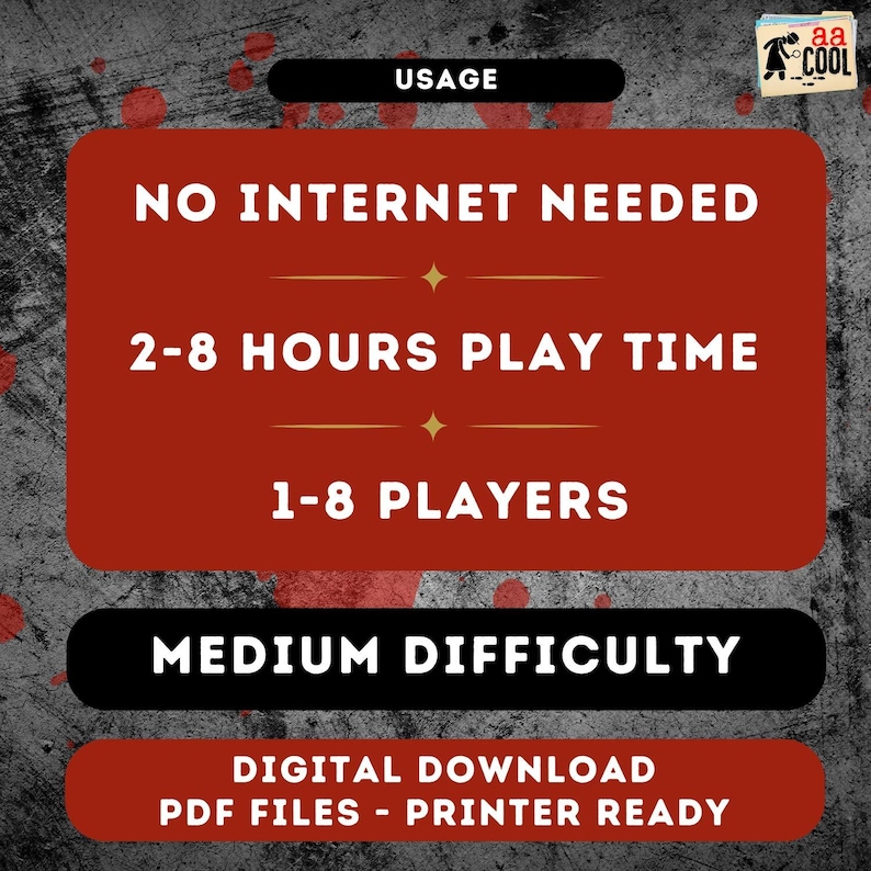To play the unsolved cold case file, you don't need any weird items like an internet connection! To play this virtual escape room, you will need 2 to 8 hours, and this detective game can be played solo or in a team of up to 8 players