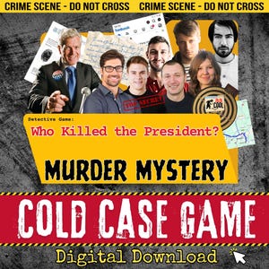 Printable Murder Mystery Party Game (1-18 Players) Detective Cold Case: Who Killed the President? Solve a Murder at Home Clues & Ciphers Box