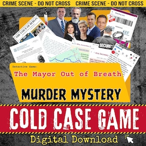 Printable Murder Mystery Game Party, Detective Cold Case: Mayor Out Of Breath Digital Download Solve A Murder At Home Puzzle Escape Room diy