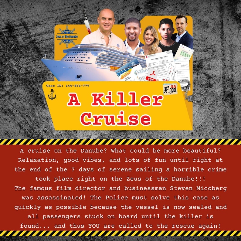 A Killer Cruise is another detective game created by aaCool. It is a murder mystery file, ready to be played by anyone who wishes to be like Sherlock Holmes and investigate the mystery behind the murder