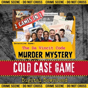2 in 1 Murder Mystery Game Party Date Night Box Printable Escape Room Detective Games True Crime Cold Case Unsolved File pdf DA VINCIT CODE