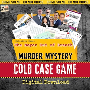 Printable Murder Mystery Game Party, Detective Cold Case: Mayor Out Of Breath Digital Download Solve A Murder At Home Puzzle Escape Room diy