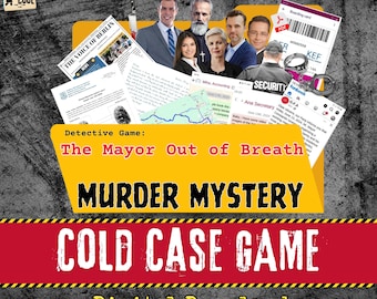 Printable Murder Mystery Game Party, Detective Cold Case: Mayor Out Of Breath Digital Download Solve A Murder At Home Puzzle Escape Room diy
