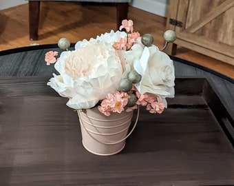 Simply Bloomin' Spring Floral Arrangement, Mini Floral Arrangements, Flowers in a Pail, Artificial l Floral Arrangements, Spring Florals