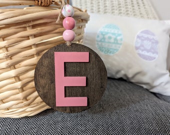 Round Easter Basket Tags, Wooden Easter Tags, Easter Basket Tag, Initial Tags