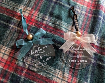 Engraved Acrylic Ornaments, Custom Ornaments, Personalized Ornaments - First Christmas Together