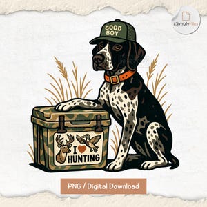 Pointer Hunting Dog png, Good Boy Cooler png, Duck Dog Clipart, Camo Outdoor Gear Graphic, Camping Fishing Design, Sublimation png