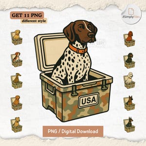Hunting Dog Cooler png, USA Dog png, Country Dog png, Summer Dog png, Funny Outdoors Dog, Southern Pup png, Camping Fishing png