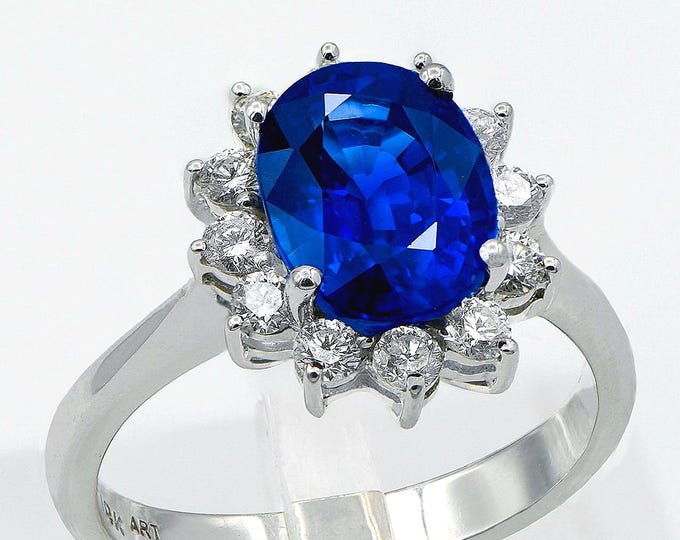 Exquisite Oval Sapphire Diamond Ring - Princess Diana Inspired Heirloom Statement Piece