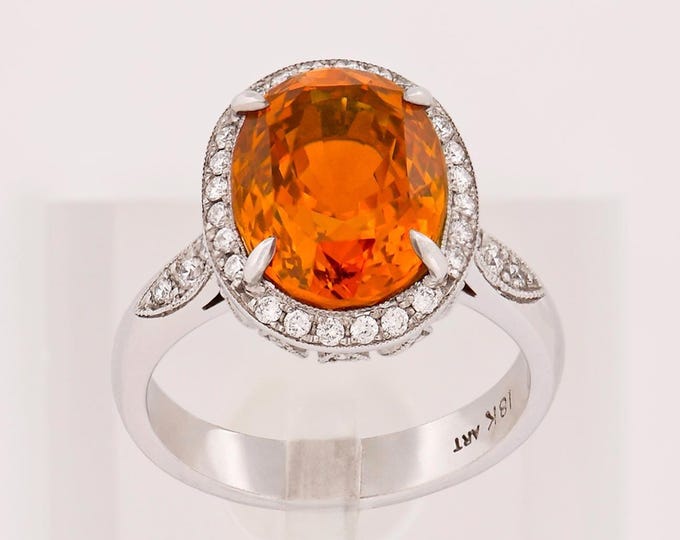 Elegant 18K Gold Diamond & Sapphire Statement Ring - Luxury Cocktail Gemstone Engagement Jewelry