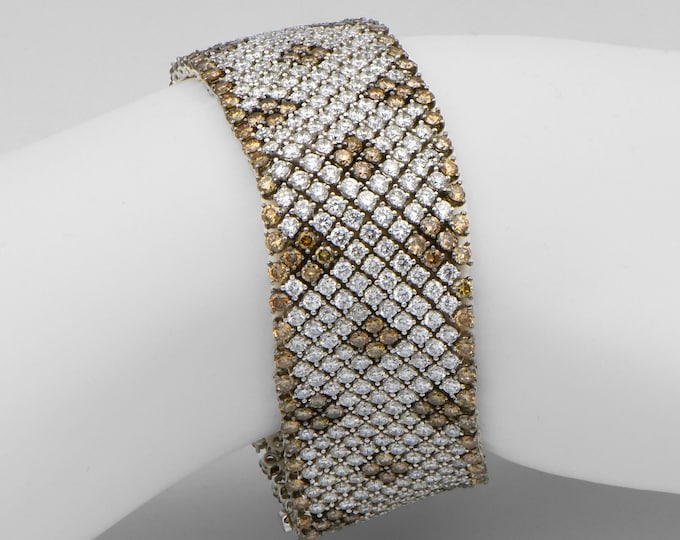 Elegant 18K White Gold Mesh Bracelet with 27.81 CTW Natural Diamonds