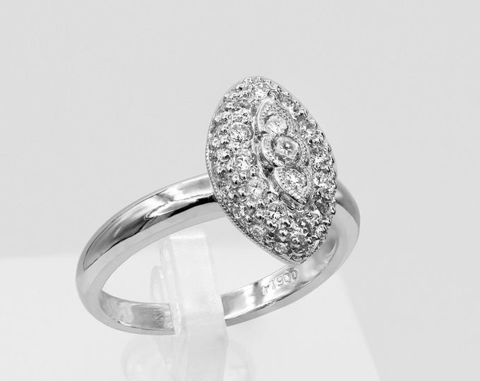 Vintage Diamond Platinum Engagement Ring 0.67 CTW Handcrafted Wedding Band