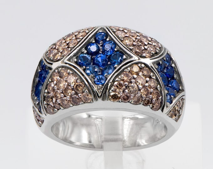 Elegant 18k White Gold Sapphire & Diamond Ring, Size 7 | 3.01 TCW Fine Jewelry Band