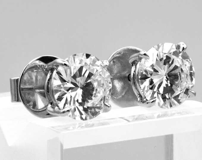 GIA Certified 3.89 CTW Natural Diamond Stud Earrings - 18K White Gold Brilliant Sparkling Jewelry