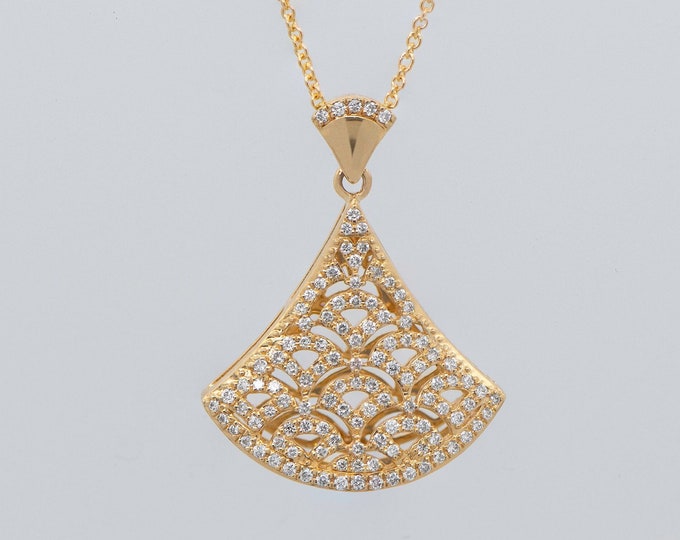 Elegant Dancing Diamond Ballerina Pendant: 14K Yellow Gold Necklace with 0.29 CTW Brilliant Cut Gem