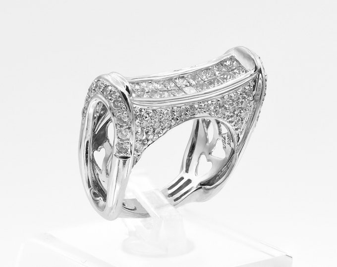 Elegant Art Deco 18K White Gold Wedding Band | 1.60 CTW Channel-Set Diamond Engagement Ring