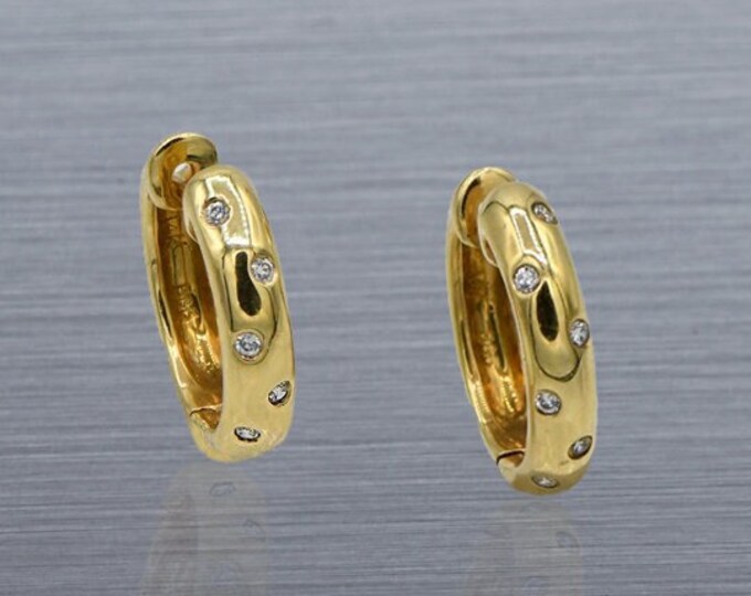 Elegant 14k Yellow Gold Huggie Earrings with Cubic Zirconia - Sparkling CZ Hoops for Women